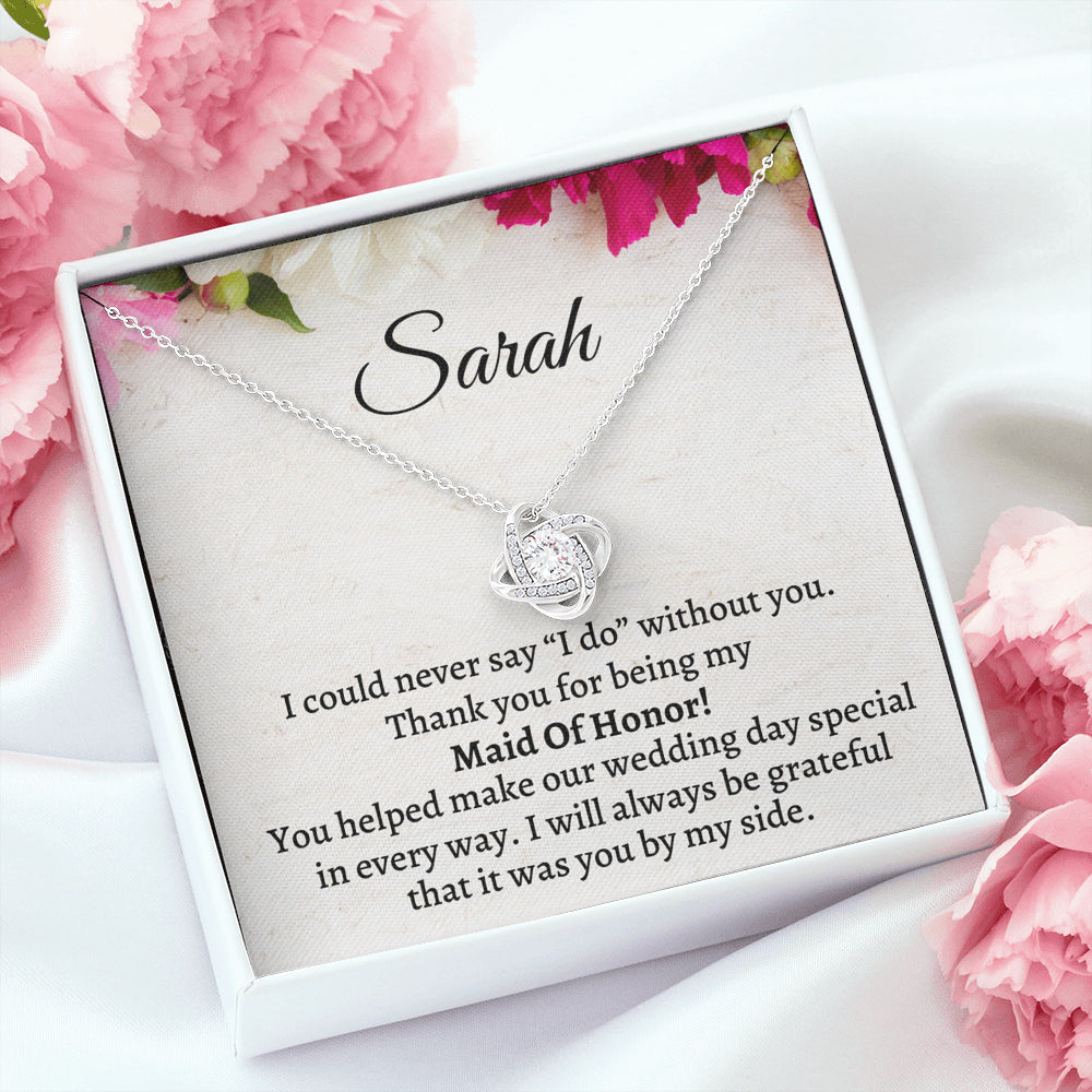 Maid of Honor Thank You Gift From Bride,Personalized Maid of Honor Thank You Gift, Love Knot Necklace, Appreciation Gift, Jewelry Gift, Matron of Honor Gift