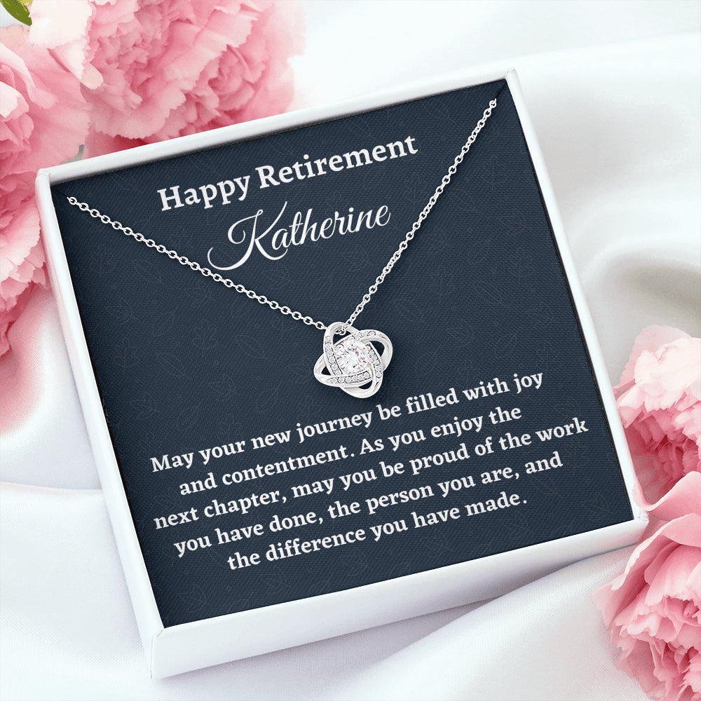Personalized Retirement Gift for Women, Retirement Necklace Coworker Retirement Gift, Love Knot Necklace, Gifts for Retiring Colleague