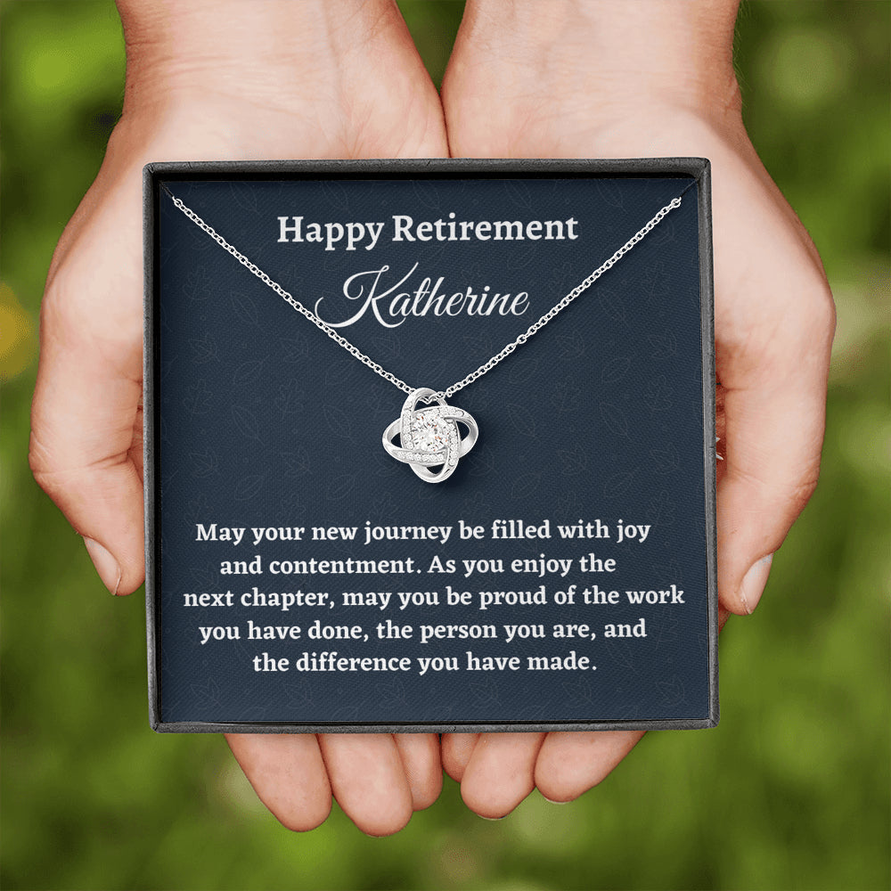 Personalized Retirement Gift for Women, Retirement Necklace Coworker Retirement Gift, Love Knot Necklace, Gifts for Retiring Colleague