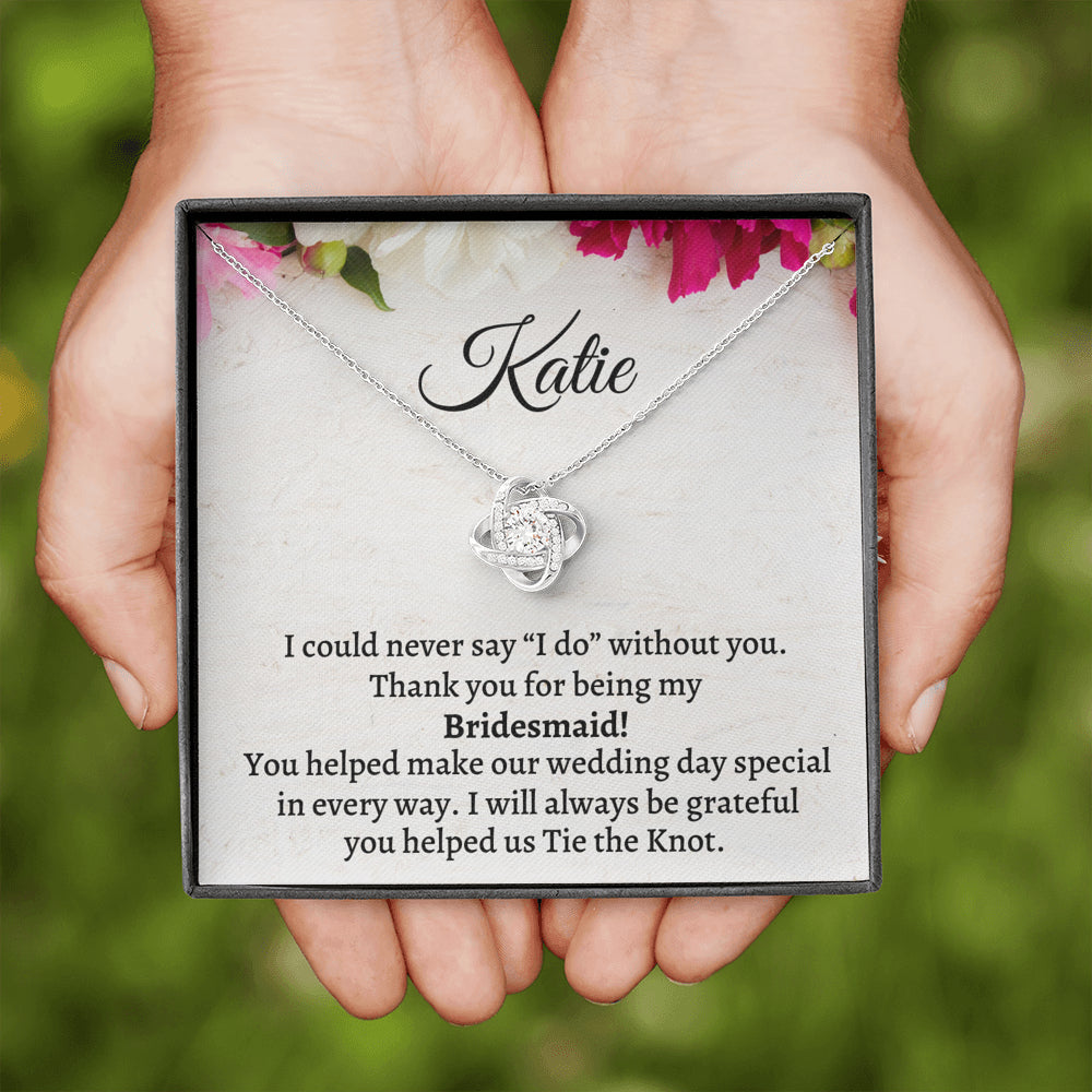 Bridesmaid Thank You Gift From Bride, Personalized Bridesmaid Thank You Gift, Love Knot Necklace, Appreciation Gift, Bridesmaid Jewelry Gift