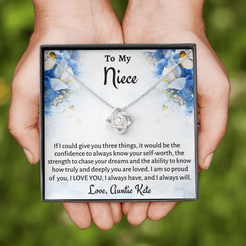 To My Niece Love Knot Necklace Gift, Know You Are Deeply Loved Necklace, Gift for Niece from Aunt Birthday, Graduation or Christmas Present
