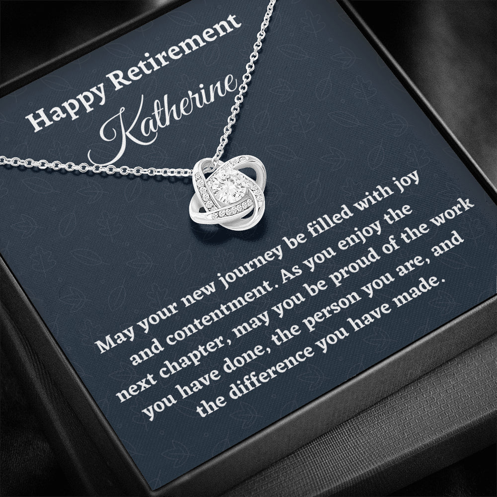 Personalized Retirement Gift for Women, Retirement Necklace Coworker Retirement Gift, Love Knot Necklace, Gifts for Retiring Colleague