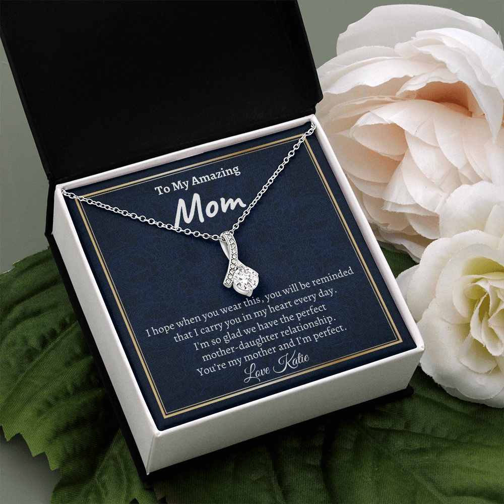 Mother's Day Necklace, Beautiful Petite Ribbon Necklace, Mom Gift Idea, Funny Gift, Mom Gift From Daughter Necklace, Mom Gift From Son