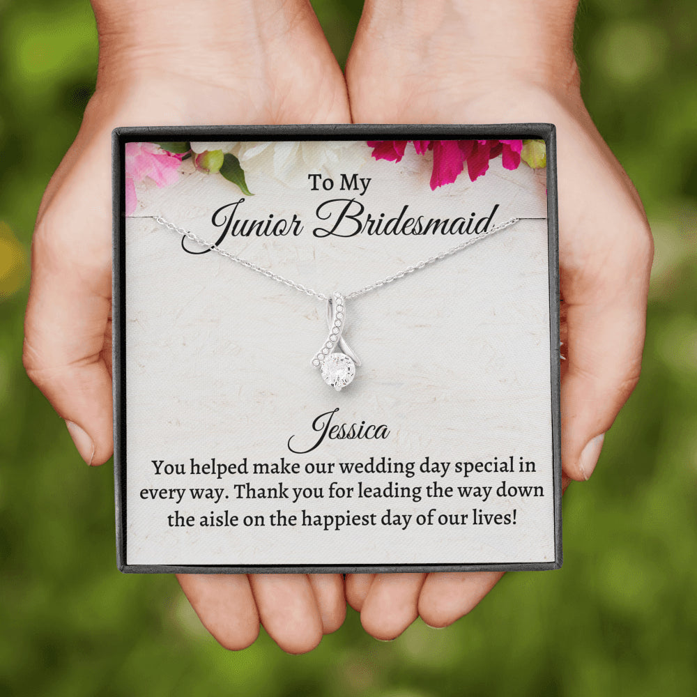 Junior Bridesmaid Gift Necklace, Beautiful Necklace Personalized Flower Girl Gift for Junior Bridesmaid, Jewelry for jr Bridesmaid