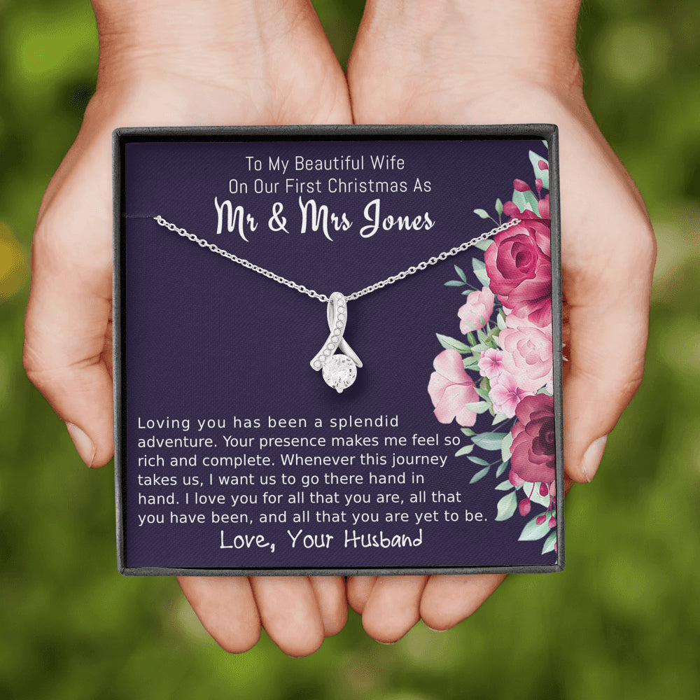 Personalized To My Wife Beautiful Necklace Gift, On Our First Christmas Gift for Wife, Jewelry Gift For Wife From Husband, To My Soulmate Gift