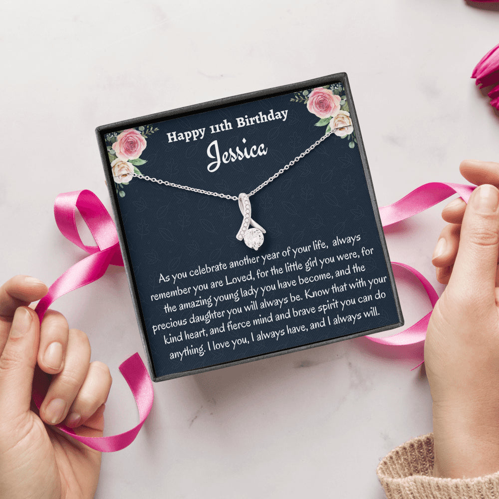 Personalized Eleventh Birthday Gift, Love Knot Necklace, Birthday Present for 11 Year Old Girl, Birthday Gift For A Daughter