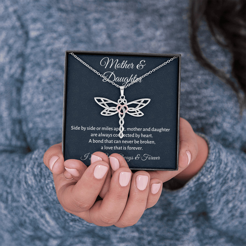 Mother & Daughter Dragonfly Necklace Gift, Mom Birthday or Christmas Present from Daughter, Parent Appreciation Gift