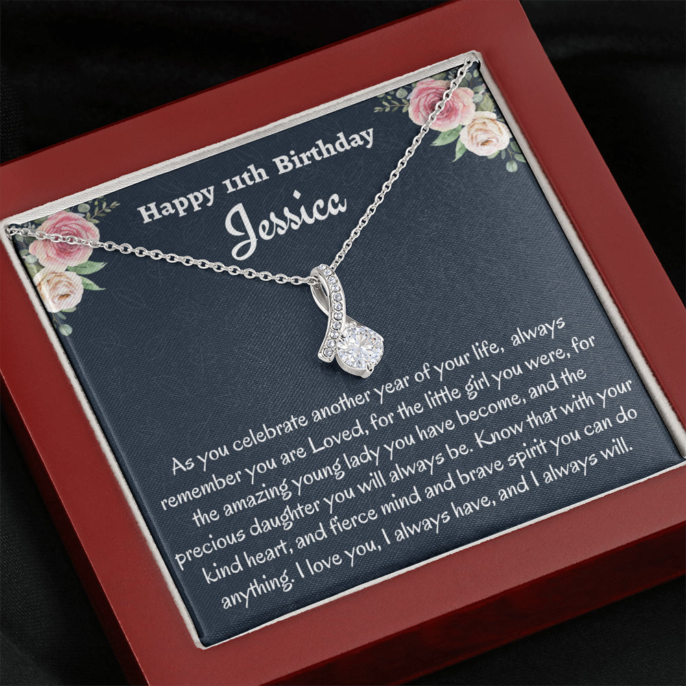 Personalized Eleventh Birthday Gift, Love Knot Necklace, Birthday Present for 11 Year Old Girl, Birthday Gift For A Daughter