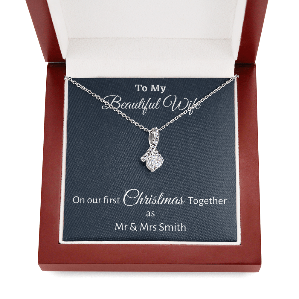 To My Wife Beautiful Necklace Gift, Personalized Wife Gift On Our First Christmas Together Gift From Husband, Gift For Her