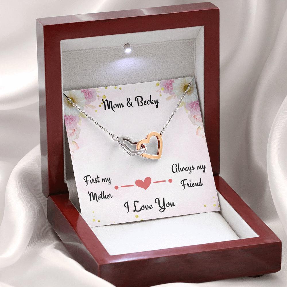 Gift for Mom, First My Mom Always My Friend, Love Knot Necklace, Personalized Gift for Mom, Birthday Gift or Christmas Gift For Mom