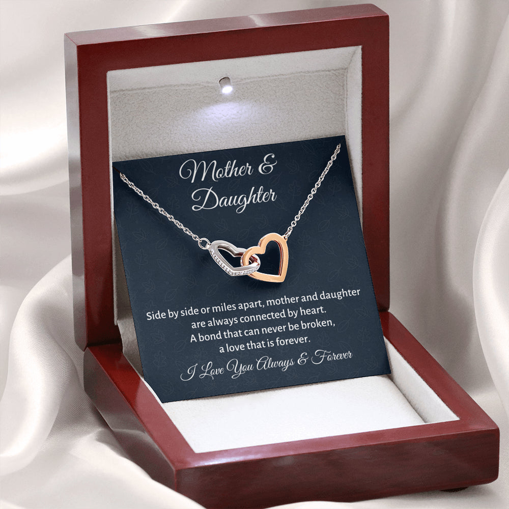 Mother & Daughter Two Hearts Necklace Gift, Mom Birthday or Christmas Present from Daughter, Parent Appreciation Gift