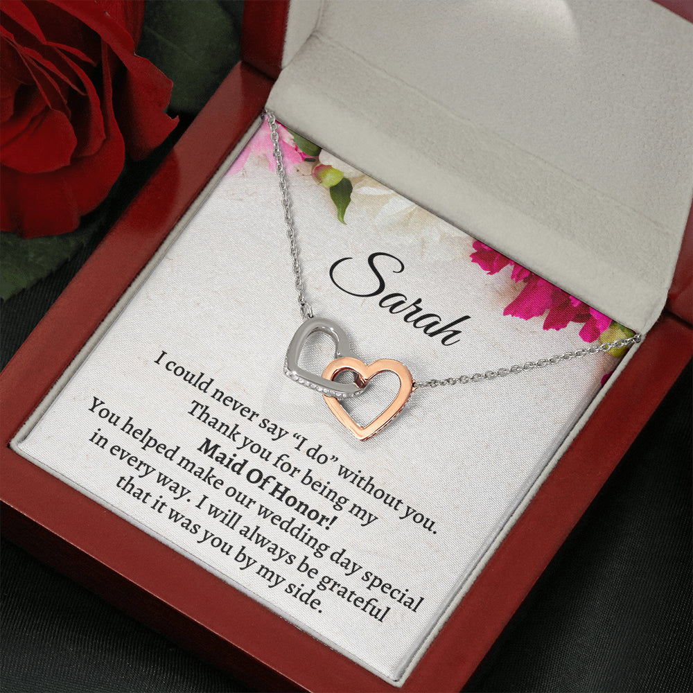 Maid of Honor Thank You Gift From Bride, Personalized Maid of Honor Thank You Gift, Two Hearts Necklace, Appreciation Gift, Jewelry Gift, Matron of Honor Gift