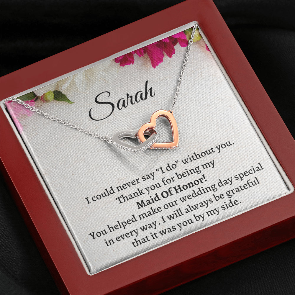 Maid of Honor Thank You Gift From Bride, Personalized Maid of Honor Thank You Gift, Two Hearts Necklace, Appreciation Gift, Jewelry Gift, Matron of Honor Gift