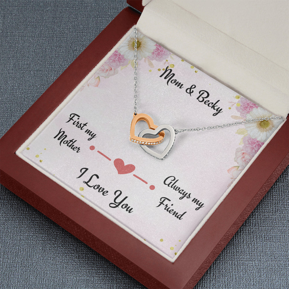 Gift for Mom, First My Mom Always My Friend, Love Knot Necklace, Personalized Gift for Mom, Birthday Gift or Christmas Gift For Mom