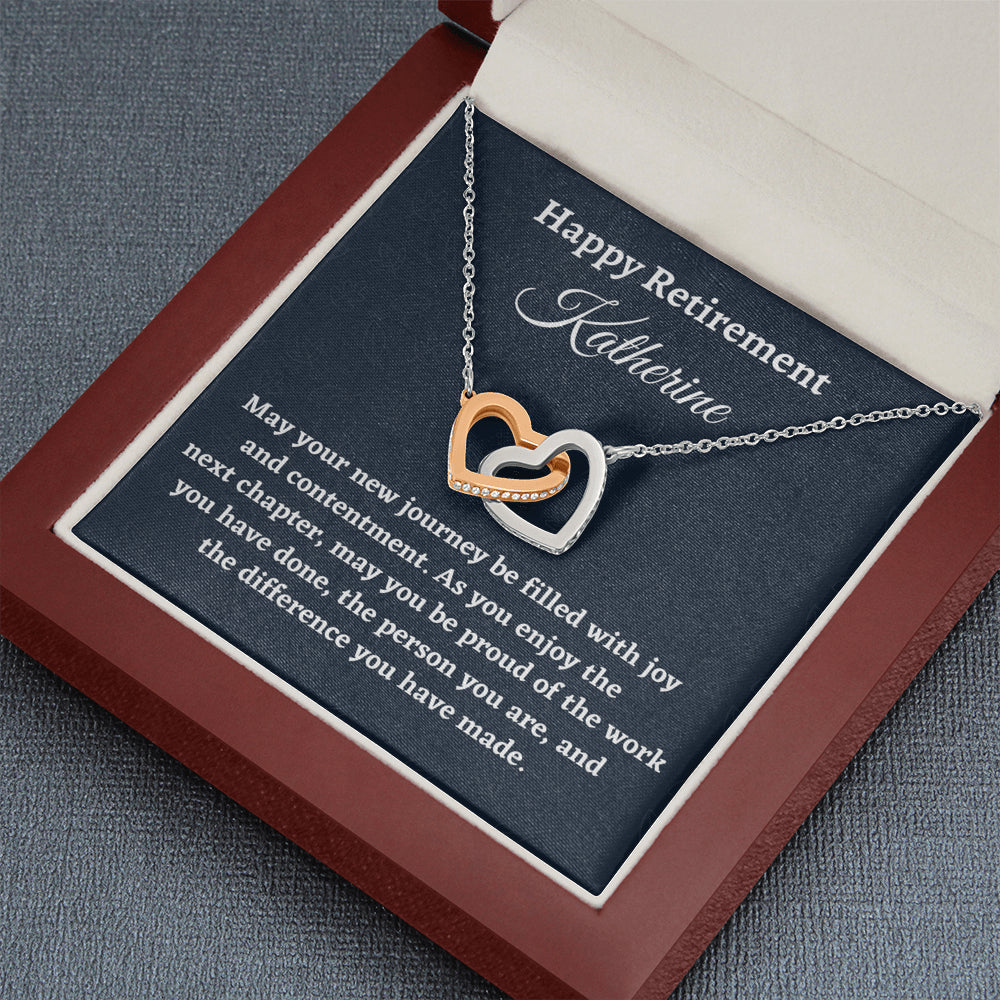 Personalized Retirement Gift for Women, Retirement Necklace Coworker Retirement Gift, Two Hearts Necklace, Gifts for Retiring Colleague