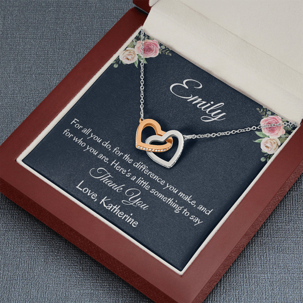 Thank You Personalized Gift, Two Hearts Necklace, Mindfulness Gift For A Friend, Appreciation Jewelry Gift For Women, Thank You Gift