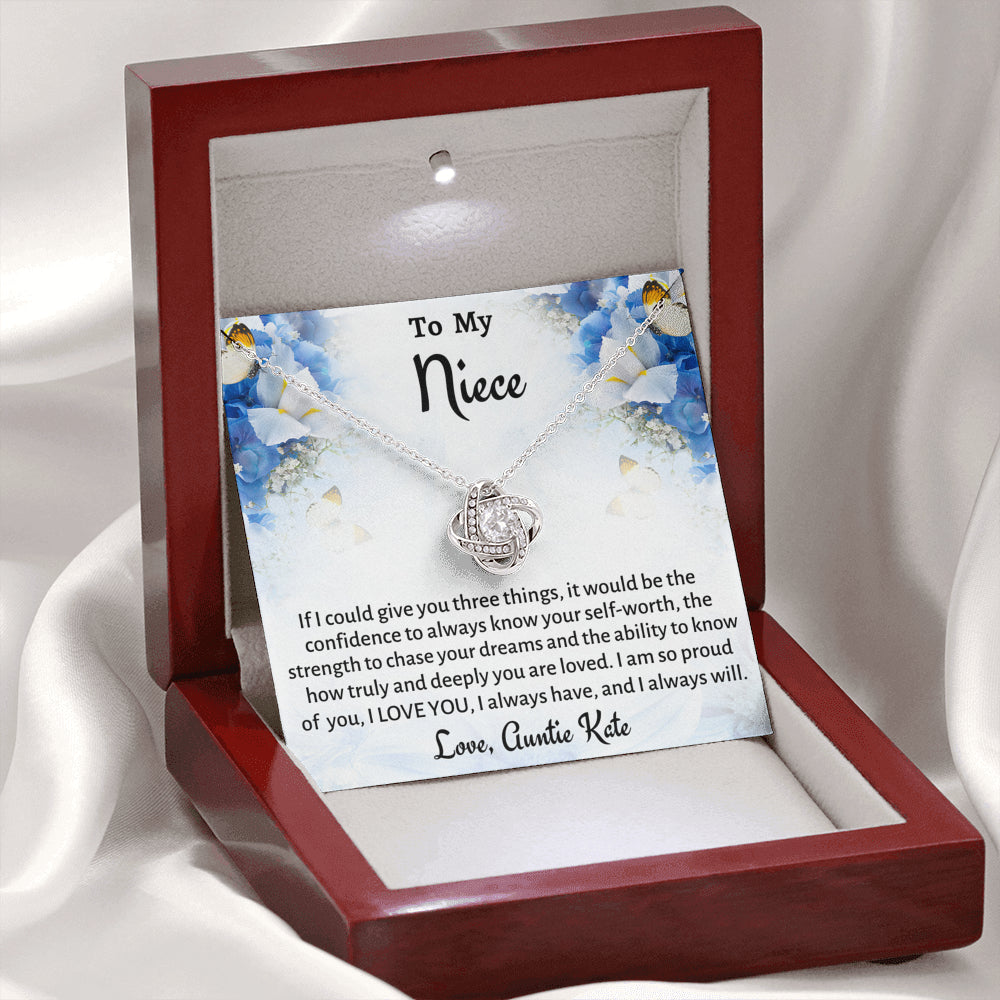 To My Niece Love Knot Necklace Gift, Know You Are Deeply Loved Necklace, Gift for Niece from Aunt Birthday, Graduation or Christmas Present
