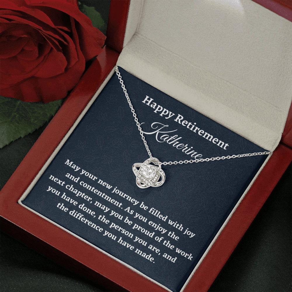 Personalized Retirement Gift for Women, Retirement Necklace Coworker Retirement Gift, Love Knot Necklace, Gifts for Retiring Colleague