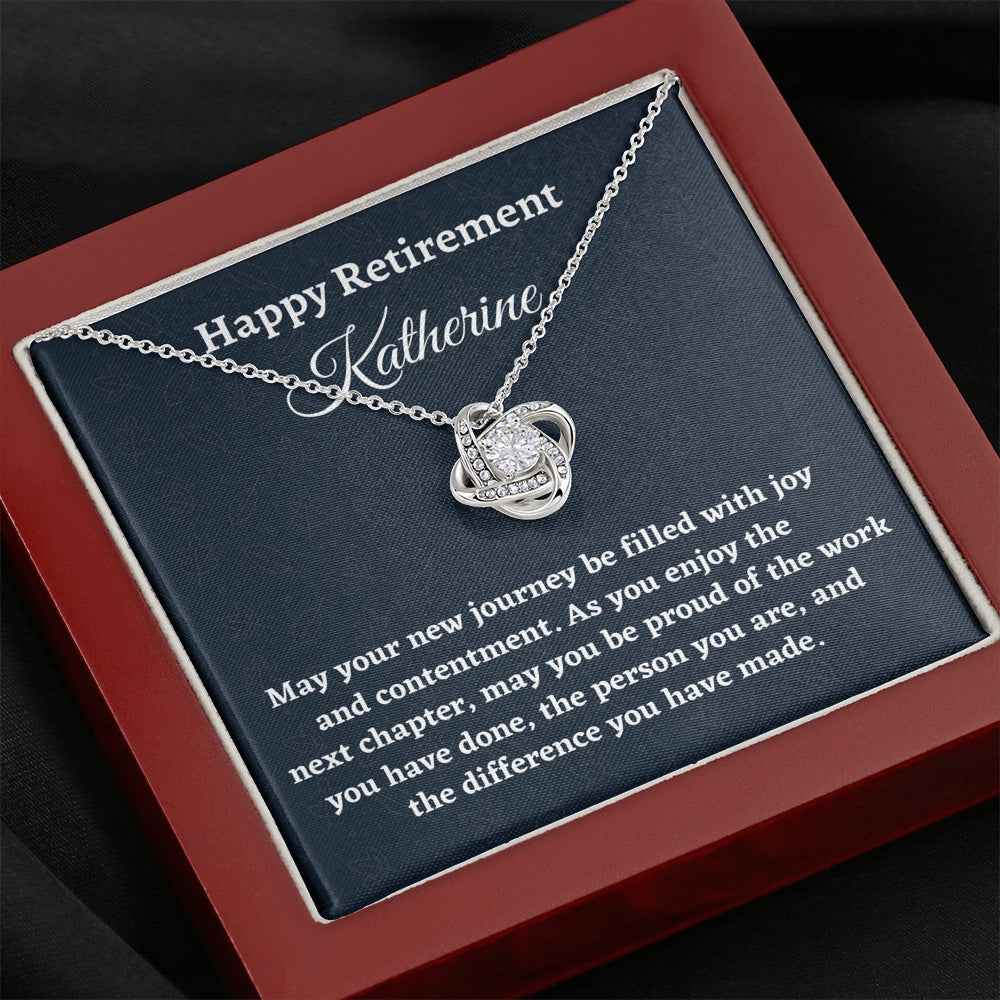 Personalized Retirement Gift for Women, Retirement Necklace Coworker Retirement Gift, Love Knot Necklace, Gifts for Retiring Colleague