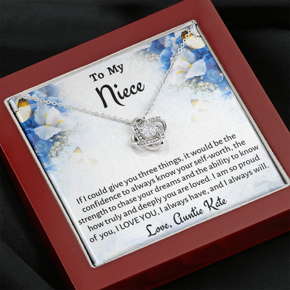To My Niece Love Knot Necklace Gift, Know You Are Deeply Loved Necklace, Gift for Niece from Aunt Birthday, Graduation or Christmas Present