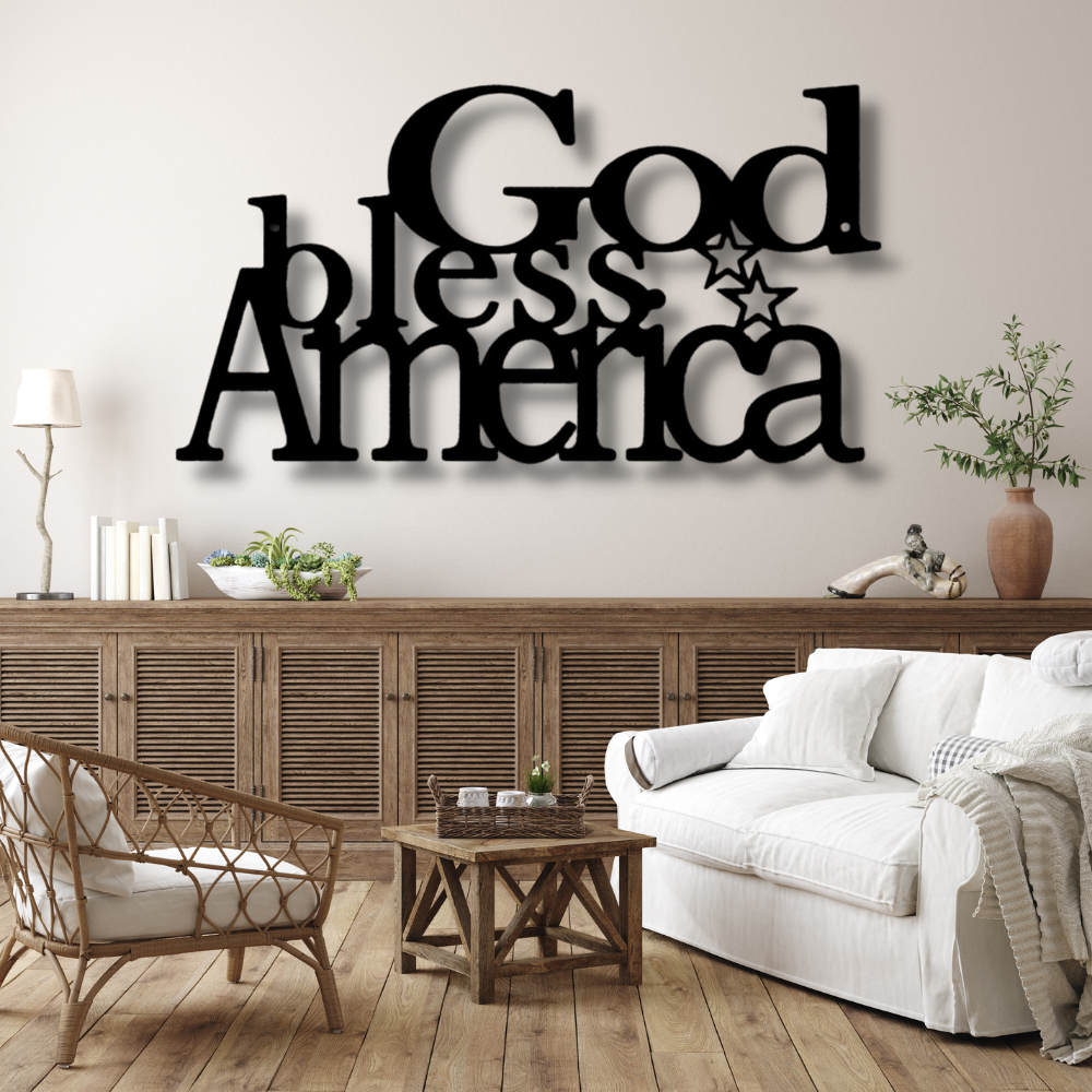 God Bless America Patriotic Metal Sign, Indoor Wall Decor, Wall Hanging Monogram, Father-in-Law Gift