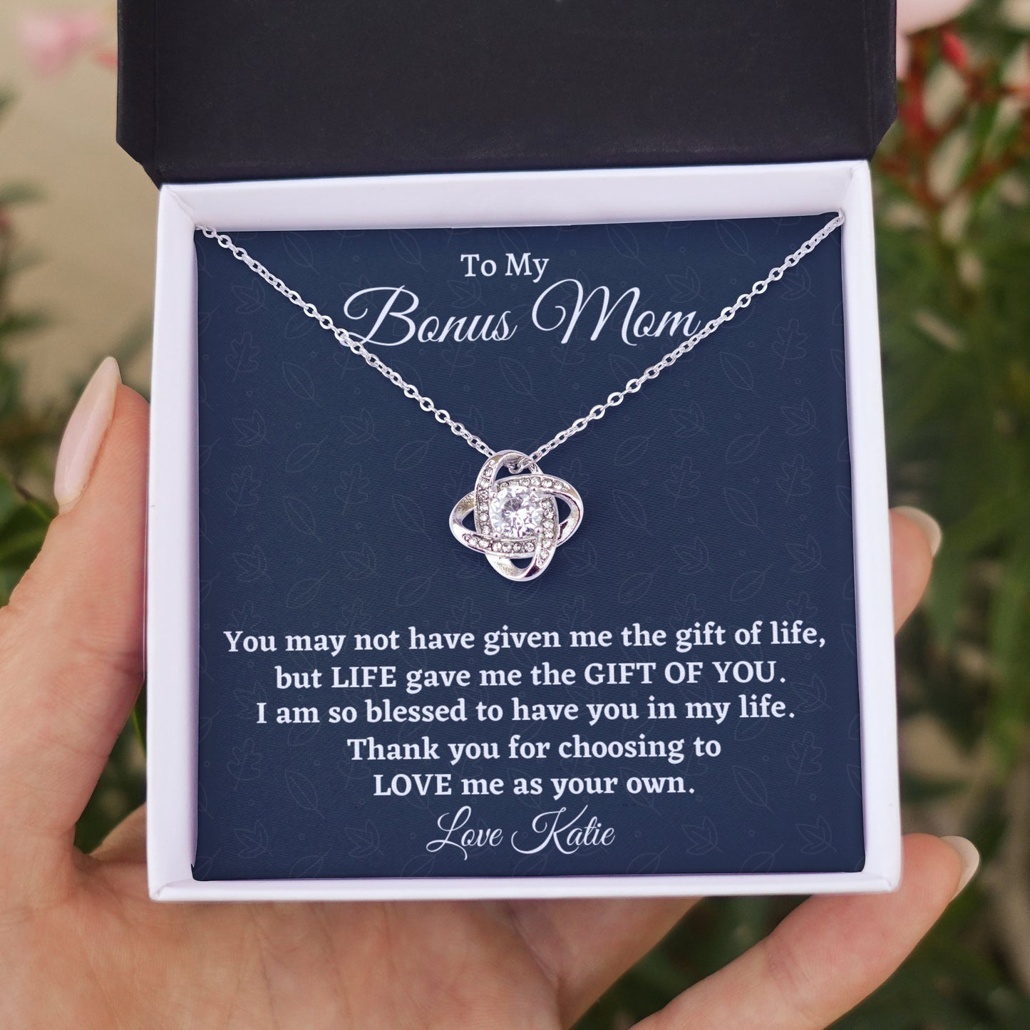 Stepmom Necklace Gift, Gift for Bonus Mom, Love Knot Necklace, Birthday Gift From Stepdaughter, Christmas Gift For Mother In Law From Bonus daughter