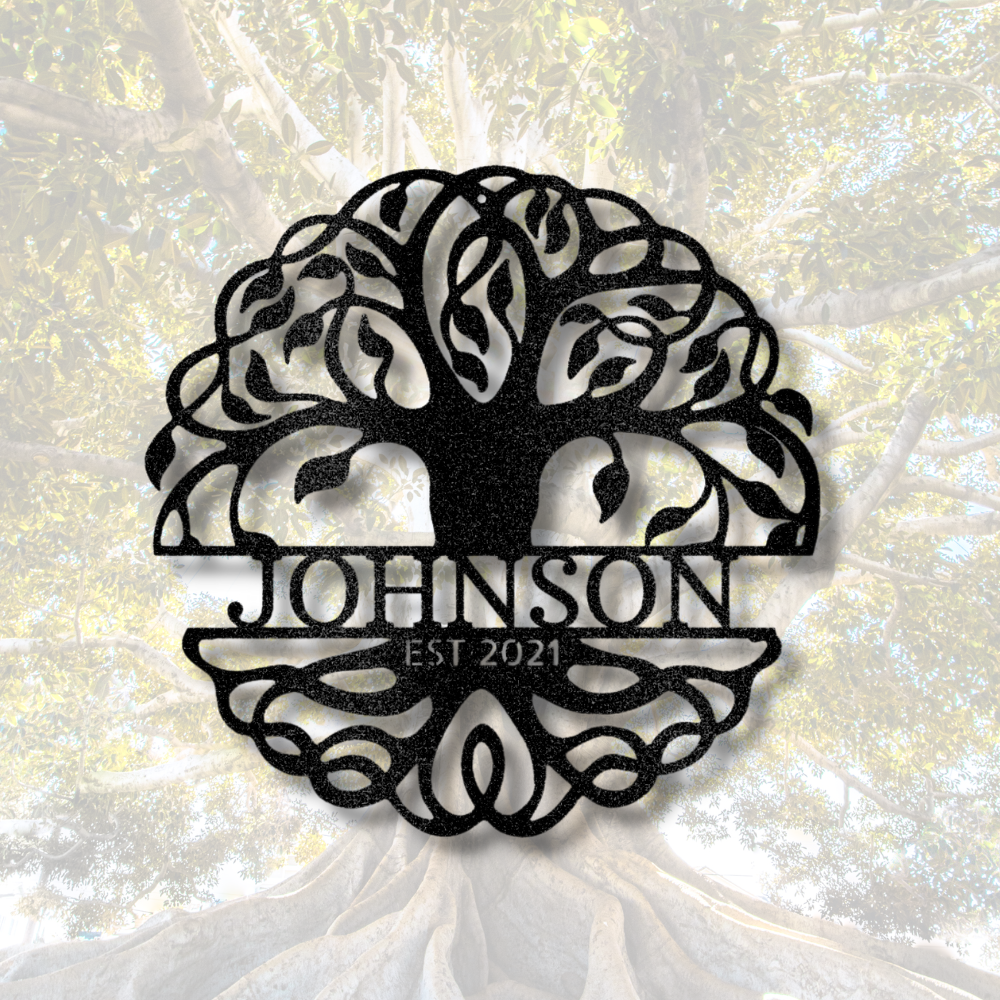 Personalized Tree of Life Metal Wall Art, Housewarming Gift, Fancy Tree of Life Décor, Wedding Gift, EST Metal Sign, Family Name Metal Wall Sign