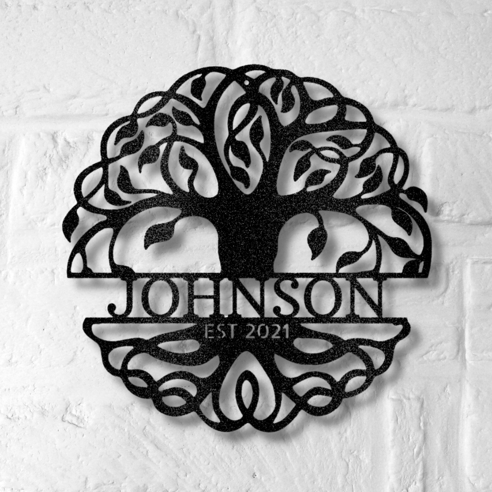 Personalized Tree of Life Metal Wall Art, Housewarming Gift, Fancy Tree of Life Décor, Wedding Gift, EST Metal Sign, Family Name Metal Wall Sign