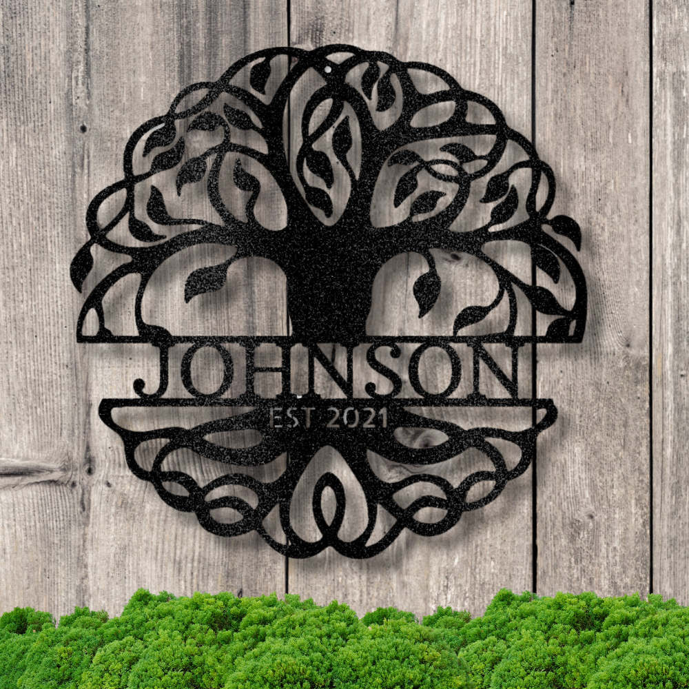 Personalized Tree of Life Metal Wall Art, Housewarming Gift, Fancy Tree of Life Décor, Wedding Gift, EST Metal Sign, Family Name Metal Wall Sign