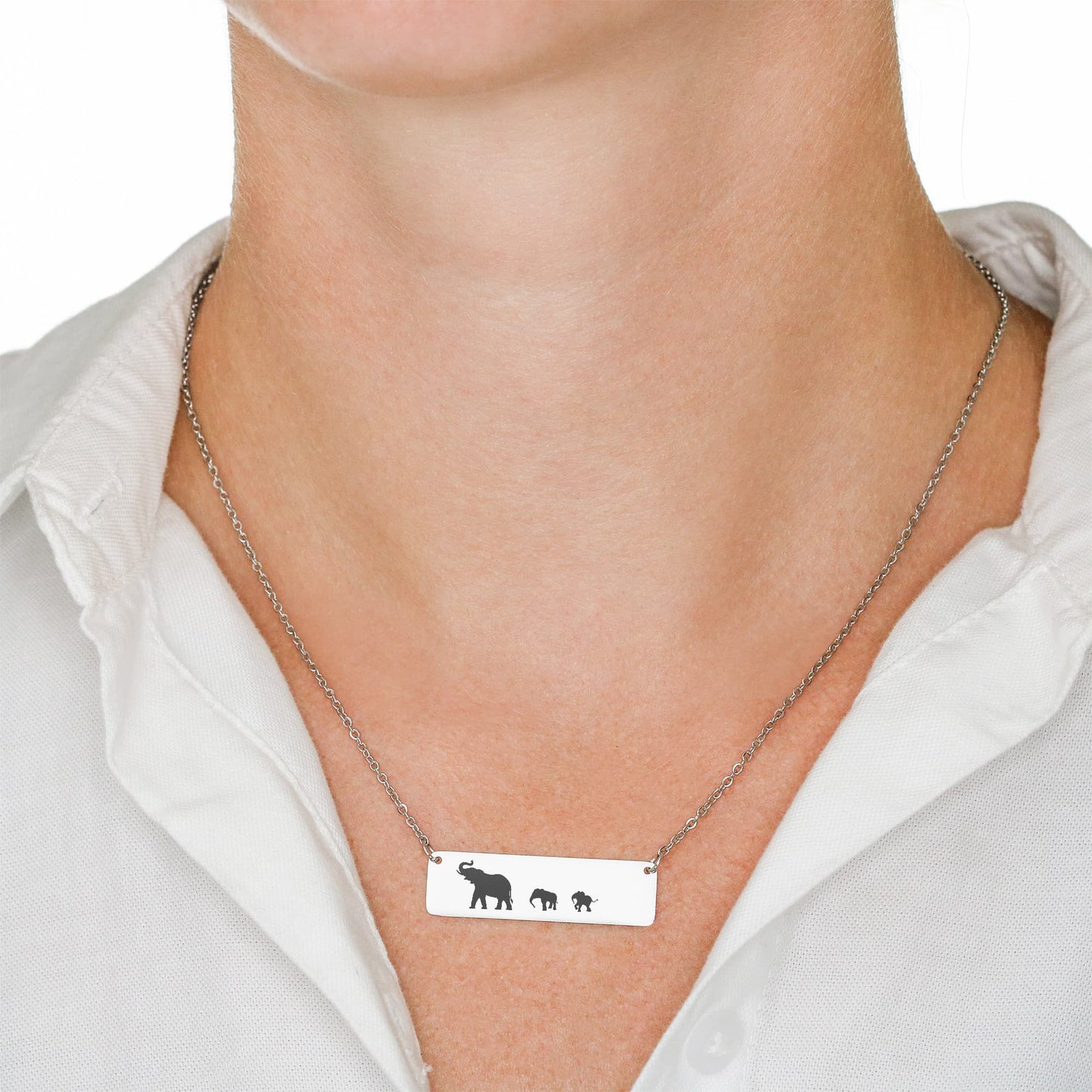 Mama Elephant With Calf Laser Engraved Necklace, Engraved Mother and Calf Jewelry, Birthday Gift For Mom.