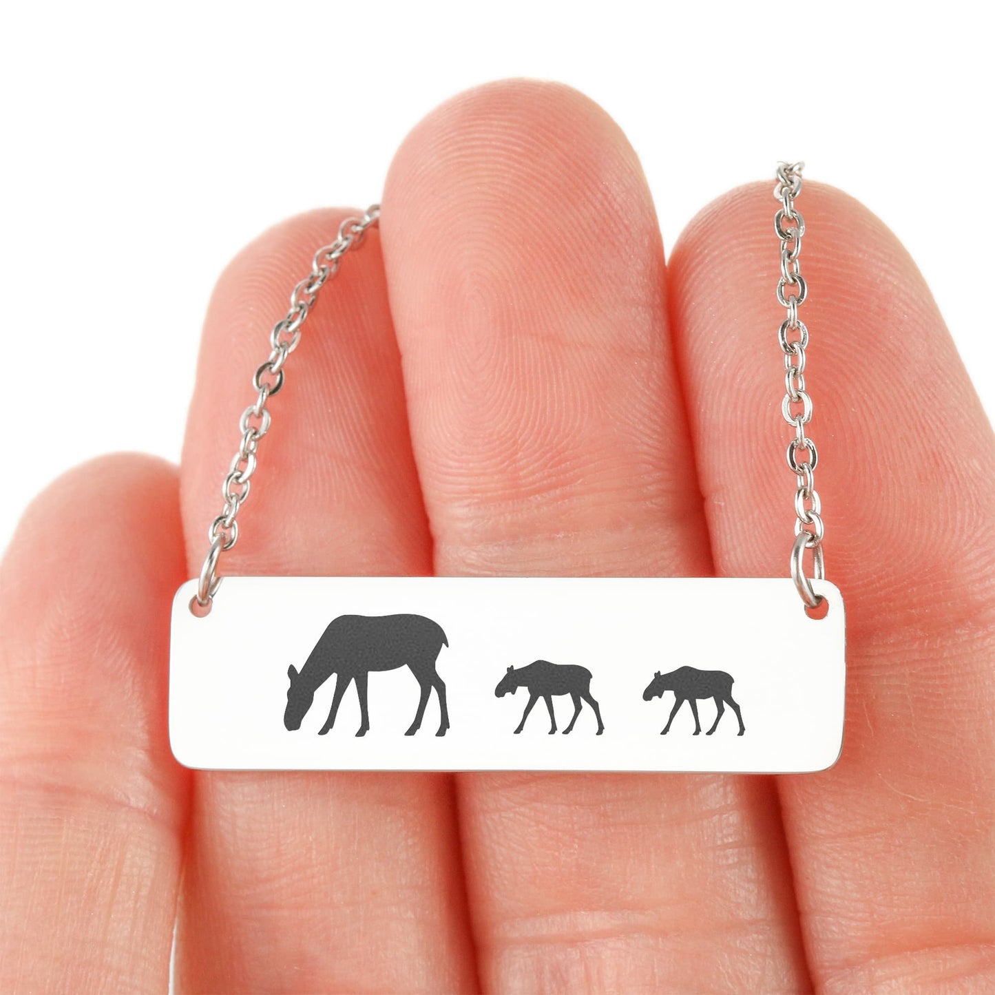 Mama Moose Bar Necklace, Moose Jewelry, Mother's Necklace, Birthday Gift, Personalized Bar Necklace
