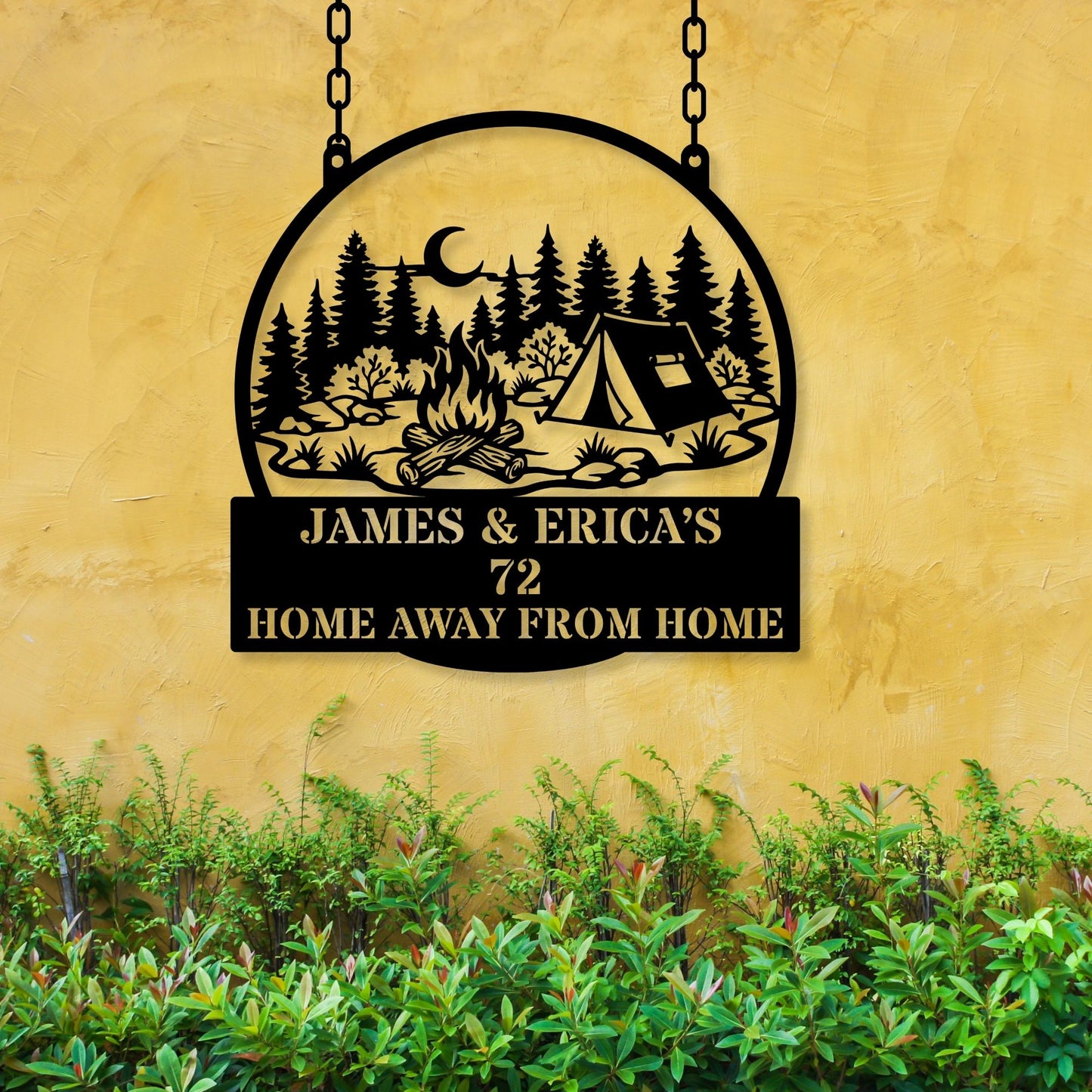 Personalized Camping Metal Wall Art, Custom Name Camp Sign, Outdoor Lover Gift, Forest Trees Cabin Decor, Metal Tent Sign Outdoor Nature Art