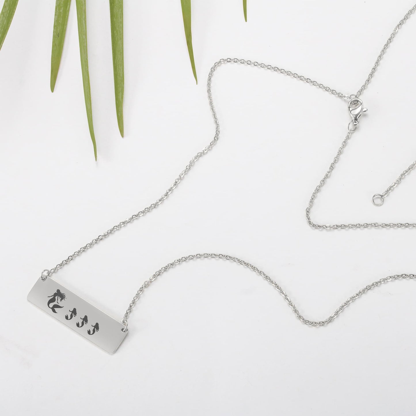 Mermaid Mama Necklace, Mermaid Family Jewelry, Birthday Gift for New Mom, Laser Engraved Mermaid Bar Necklace.