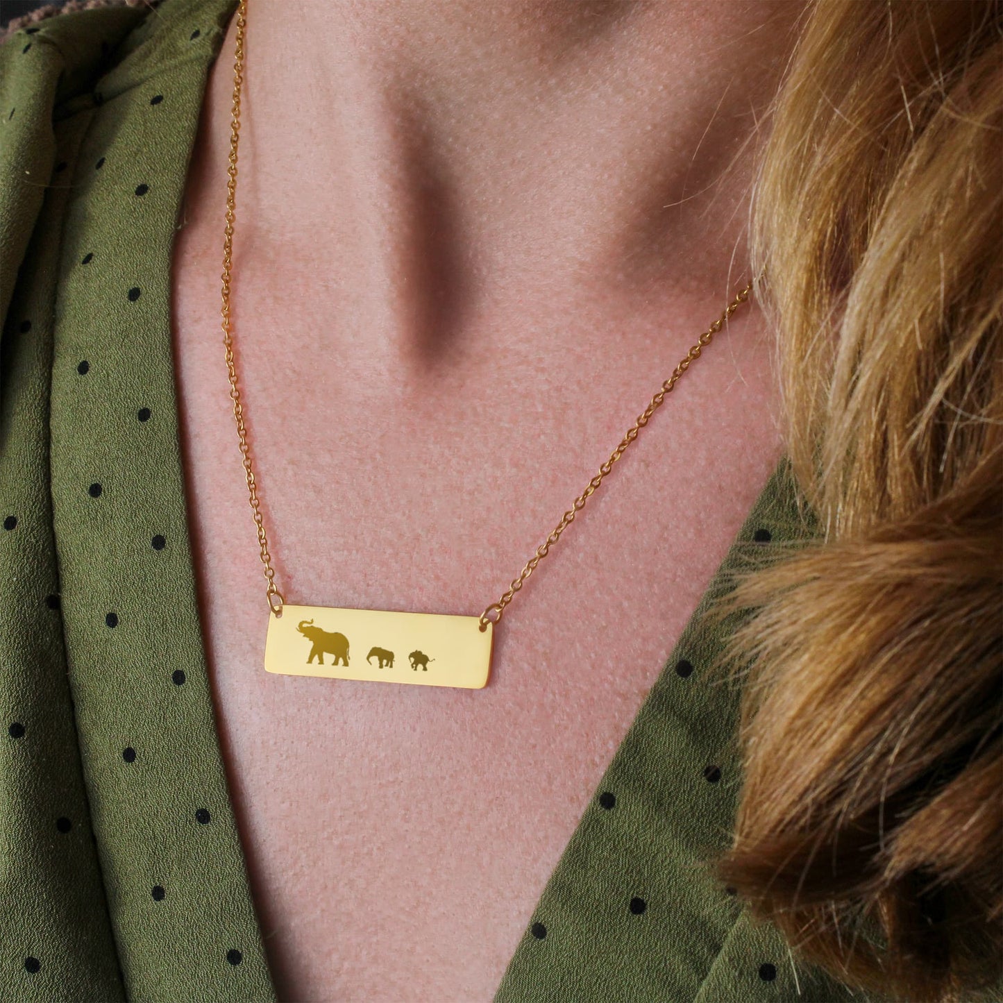 Mama Elephant With Calf Laser Engraved Necklace, Engraved Mother and Calf Jewelry, Birthday Gift For Mom.