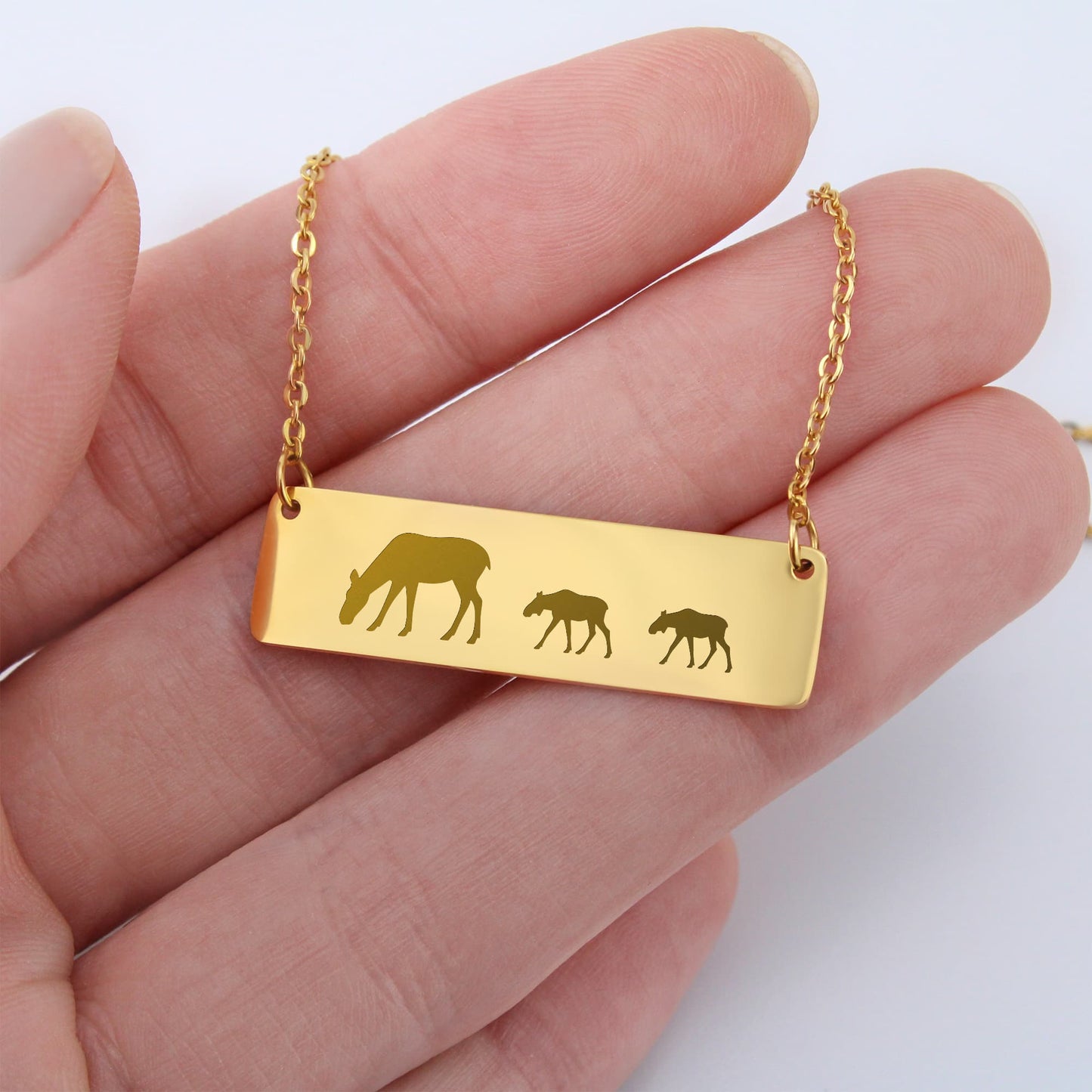 Mama Moose Bar Necklace, Moose Jewelry, Mother's Necklace, Birthday Gift, Personalized Bar Necklace