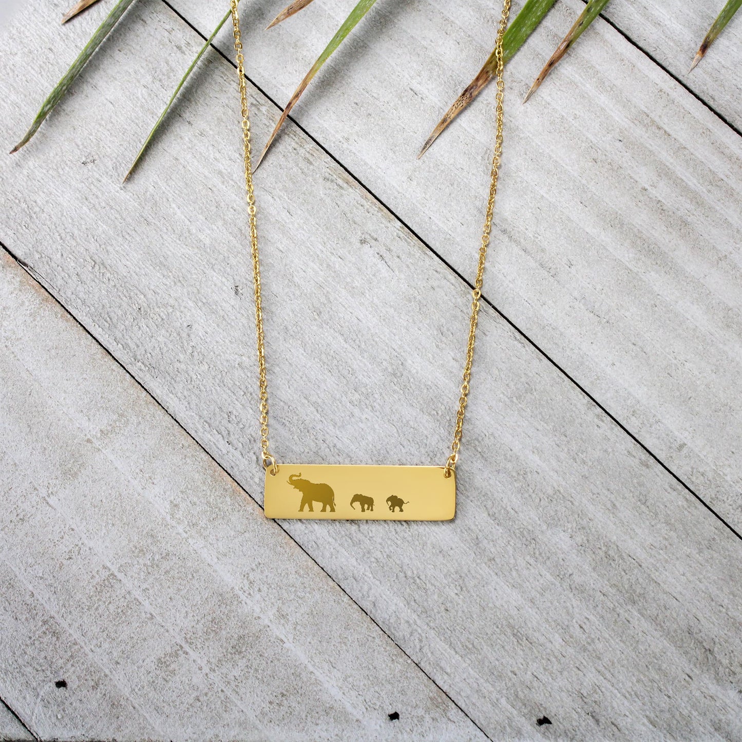 Mama Elephant With Calf Laser Engraved Necklace, Engraved Mother and Calf Jewelry, Birthday Gift For Mom.
