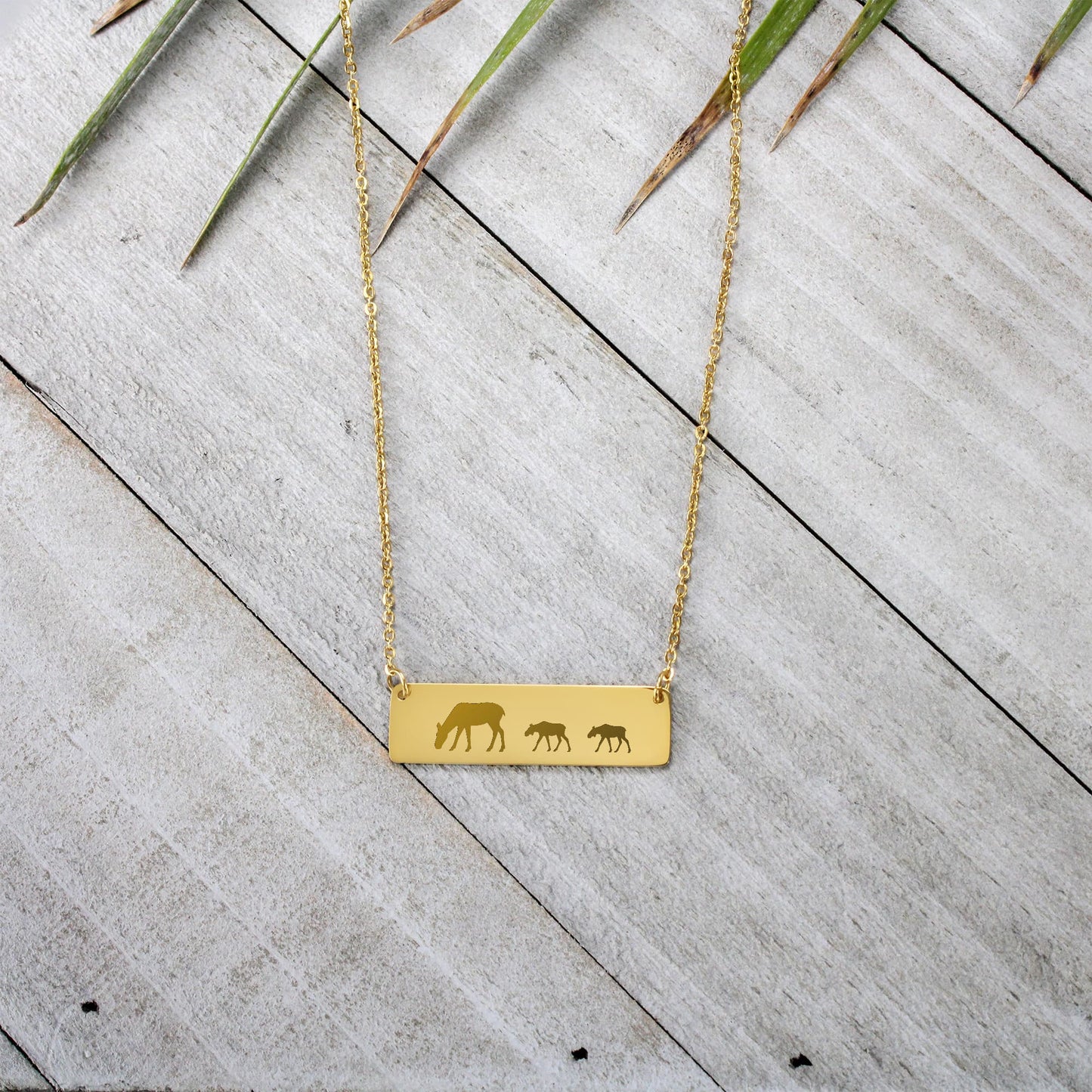 Mama Moose Bar Necklace, Moose Jewelry, Mother's Necklace, Birthday Gift, Personalized Bar Necklace