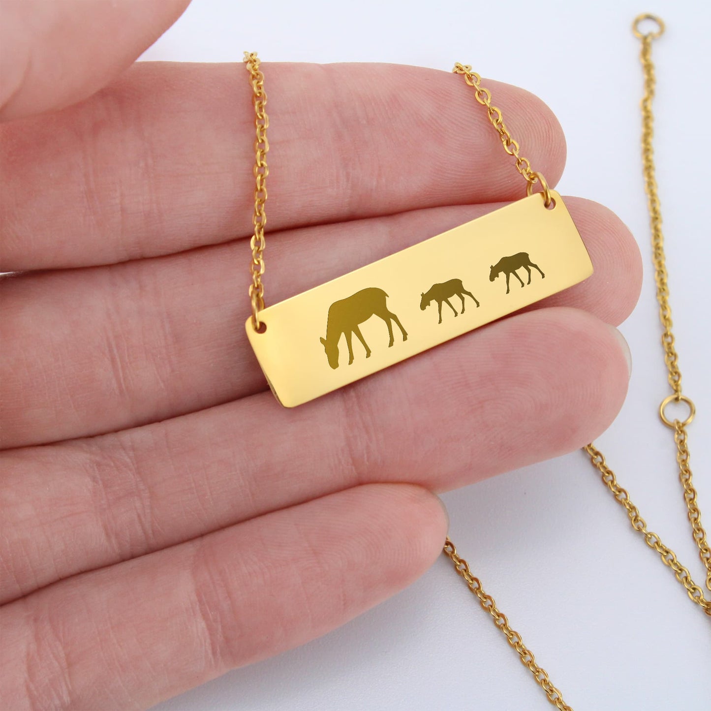 Mama Moose Bar Necklace, Moose Jewelry, Mother's Necklace, Birthday Gift, Personalized Bar Necklace