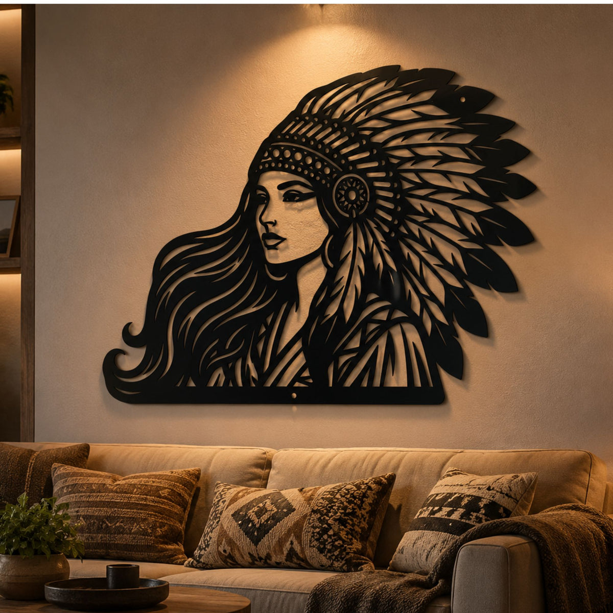 Woman Tribal Chief Metal Wall Art
