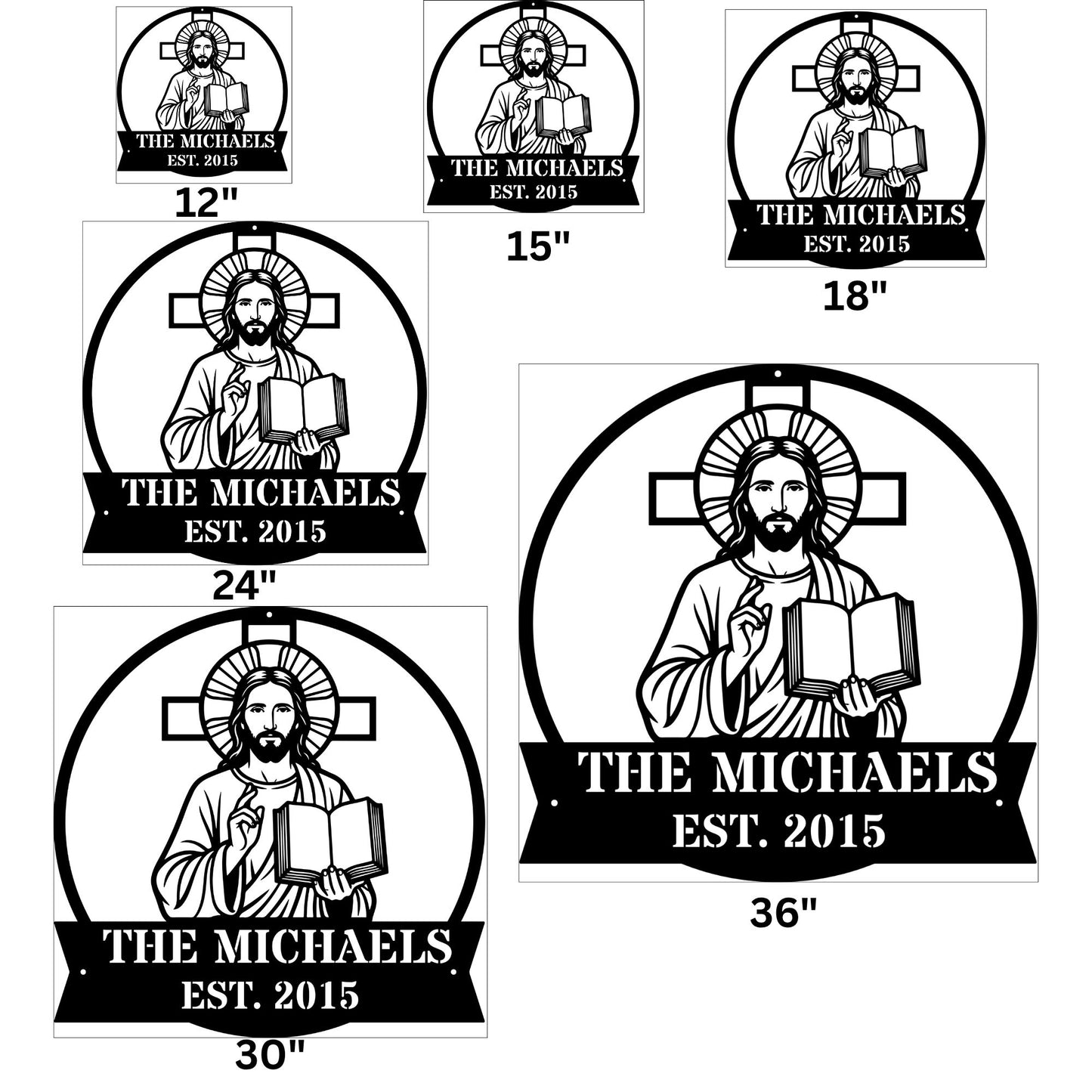 Personalized Faith Metal Wall Decor, Custom Name Jesus & Cross Sign, Christian Religious Gift for Home, Bible Scripture Wall Hanging