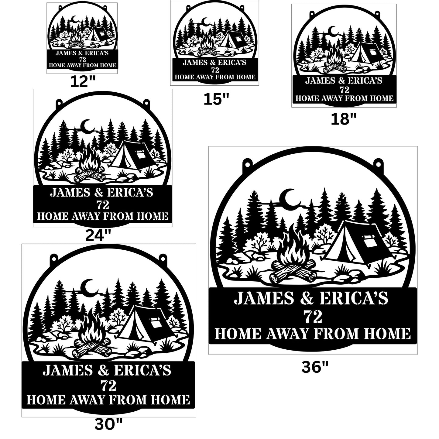 Personalized Camping Metal Wall Art, Custom Name Camp Sign, Outdoor Lover Gift, Forest Trees Cabin Decor, Metal Tent Sign Outdoor Nature Art