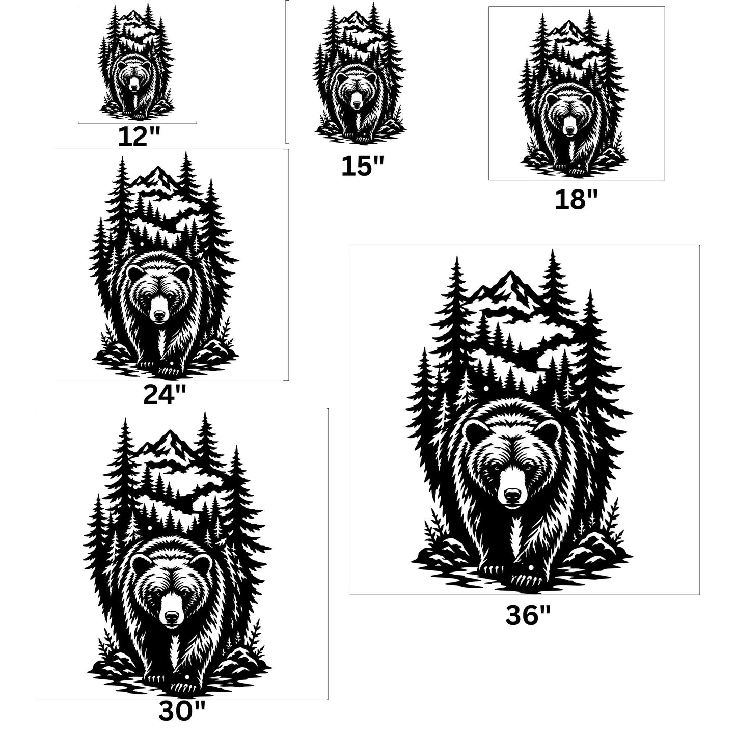 Majestic Mountain Bear Metal Wall Art, Wilderness Forest Cabin Decor, Rustic Nature Wildlife Steel Sign, Outdoor Patio Lake House Gift