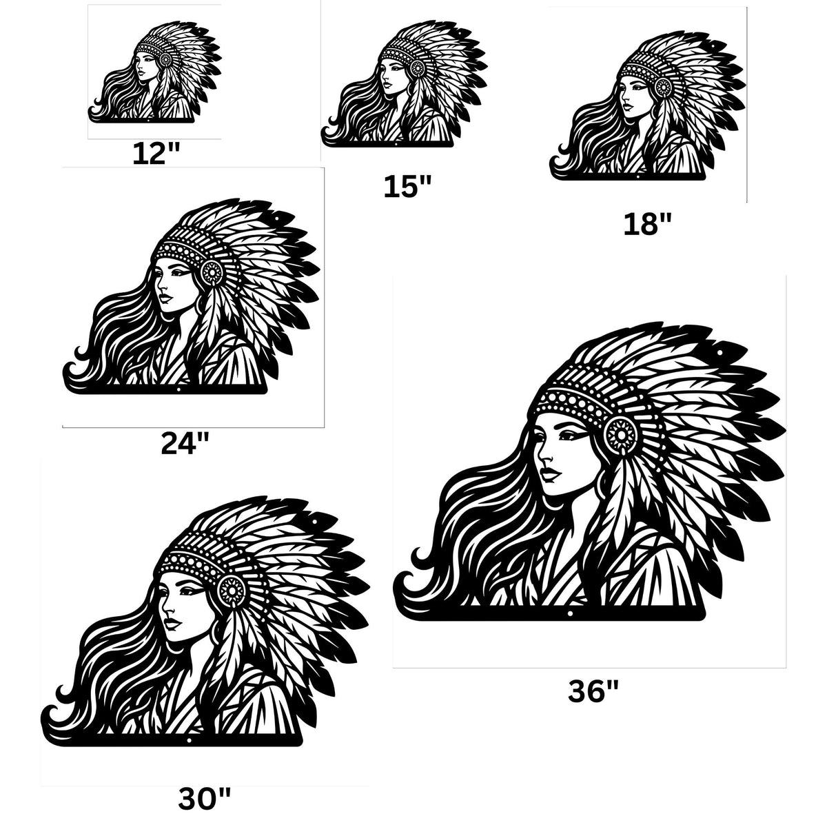 Woman Tribal Chief Metal Wall Art
