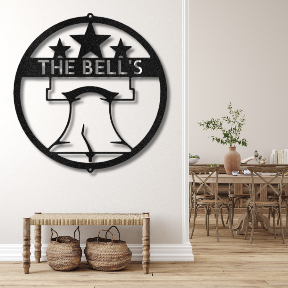 Liberty Bell Metal Sign, Home Decor Sign, Patriotic Signage, Family Name Metal Sign, Business Metal Sign