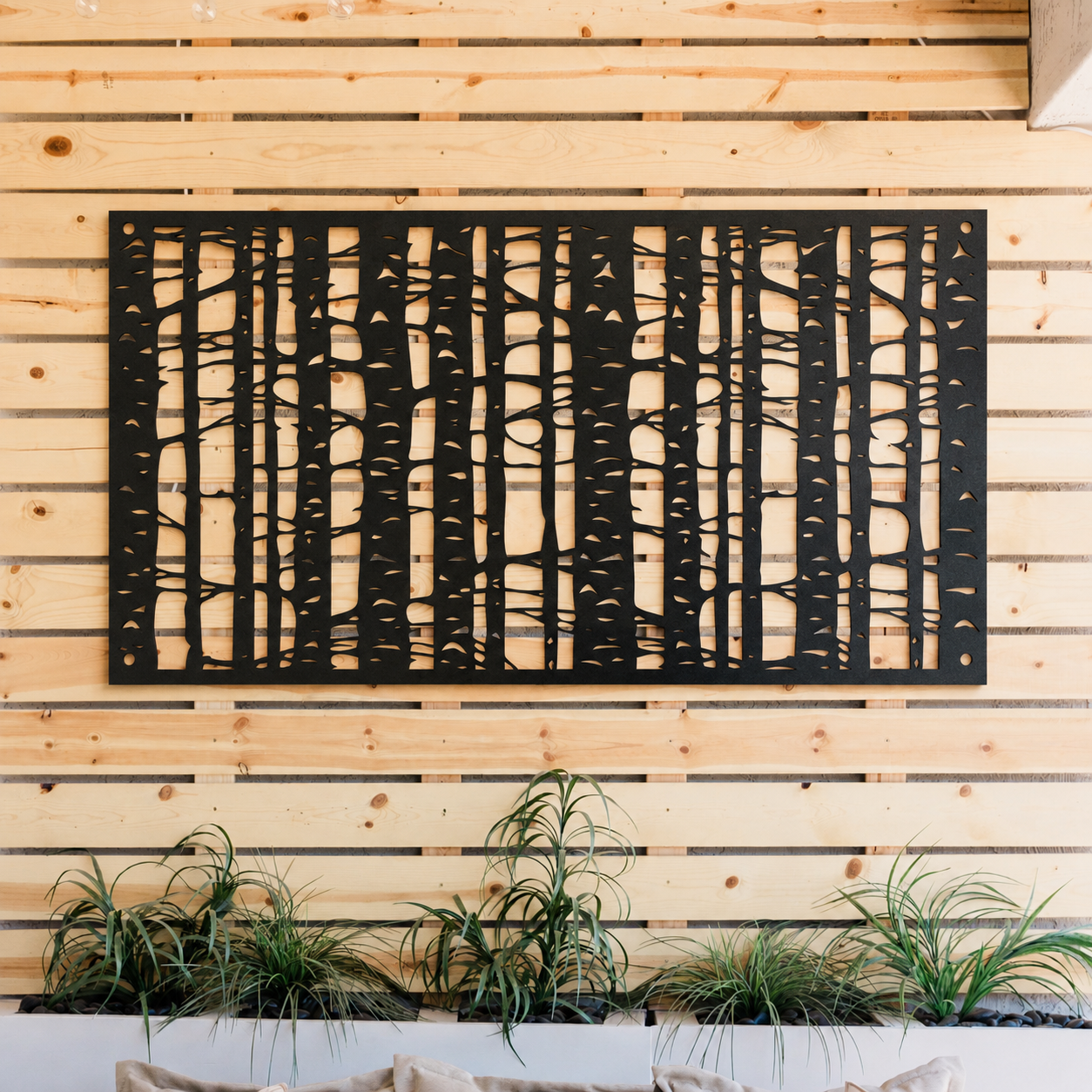 Birch Tree Silhouette Metal Wall Art | Forest Nature Wall Decor | Metal Tree Branch Garden Sign
