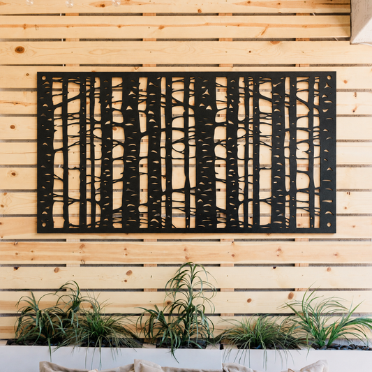 Birch Tree Silhouette Metal Wall Art | Forest Nature Wall Decor | Metal Tree Branch Garden Sign