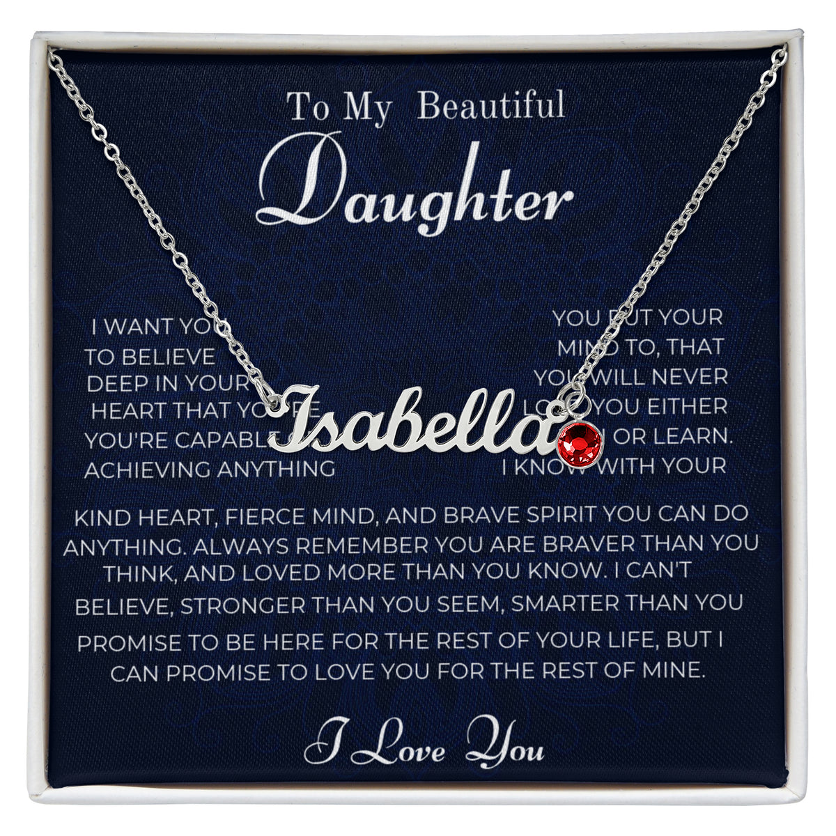 Personalized Name Necklace with Birthstone for Daughter | Custom Dainty Nameplate Pendant | Birthday Gift from Mom