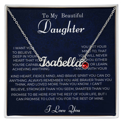 Personalized Name Necklace with Birthstone for Daughter | Custom Dainty Nameplate Pendant | Birthday Gift from Mom