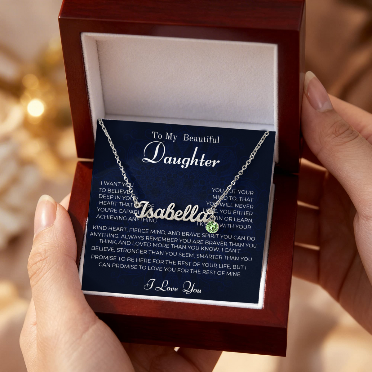 Personalized Name Necklace with Birthstone for Daughter | Custom Dainty Nameplate Pendant | Birthday Gift from Mom