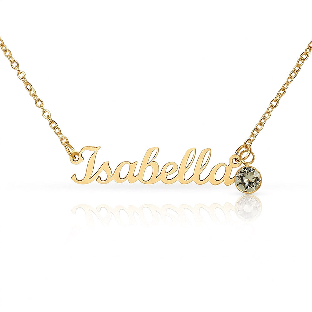 Personalized Name Necklace with Birthstone for Daughter | Custom Dainty Nameplate Pendant | Birthday Gift from Mom